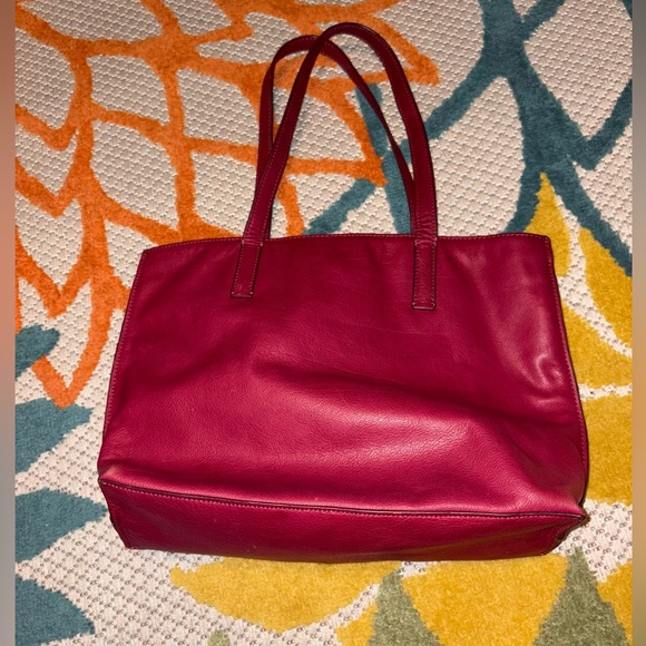 Mark & Graham Leather Tote Bag | Red Laptop Work Shoulder Bag - Picture 5 of 9